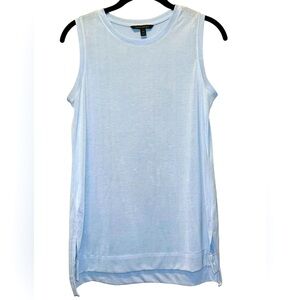 Banana Republic • Relaxed Fit Tank Top, Split Hemline, Super Soft, Sky Blue, XS